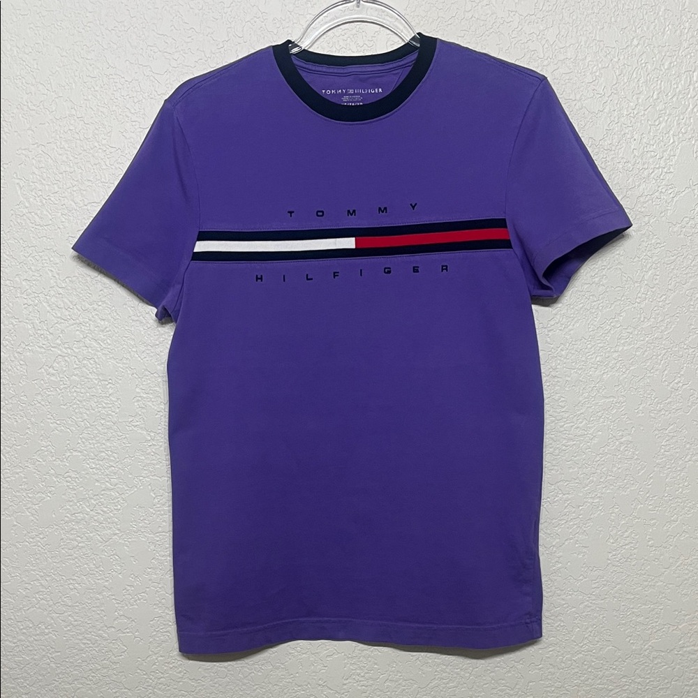 Tommy Hilfiger Men's XS Purple Embroidered Logo T-Shirt